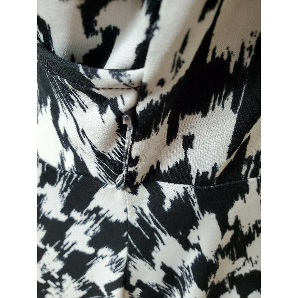 Studio One Women Black & White Polyester V-Neck Long Sleeve Knee Length Dress 14 - Picture 7 of 12